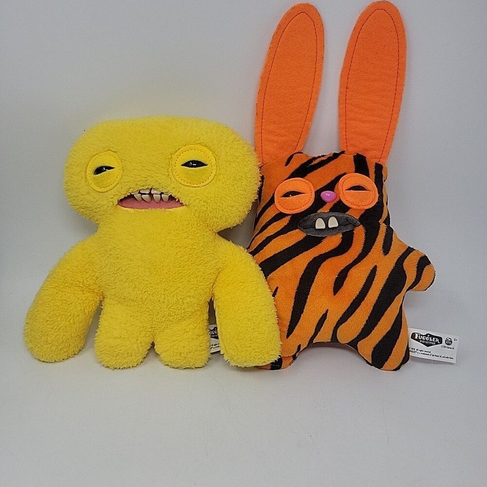 Spinmaster Fuggler Plush Lot Of 2 Yellow Fuggler And Orange Tiger Fuggler 2024
